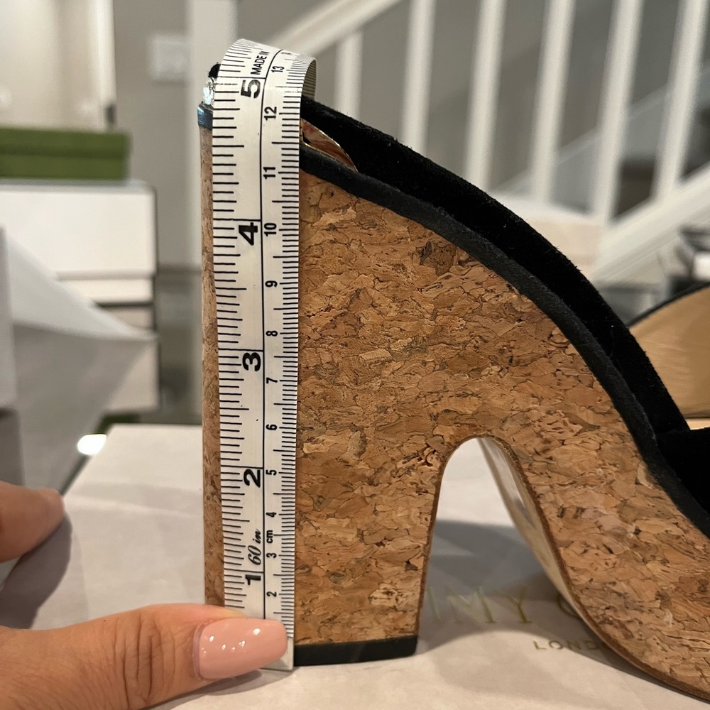 JIMMY CHOO  Black Suede Platform Sandals size 36 1/2 - Picture 9 of 11